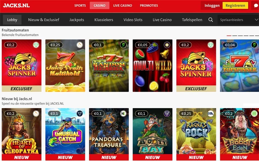 Jack's Casino interface